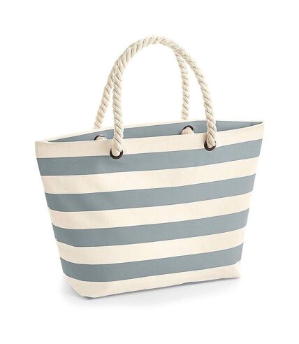 Grand sac de plage en toile - W680 - beige et gris