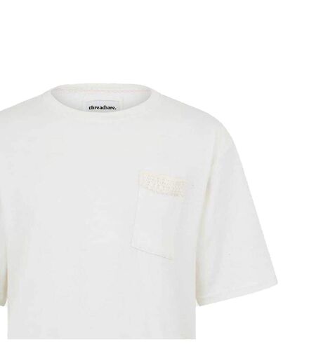 Mens Dunedin Textured Knit Regular T-shirt Ecru Threadbare
