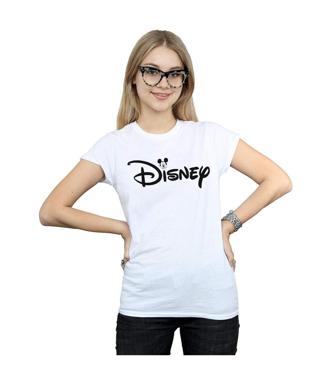 Disney T-shirt en coton avec logo de la tête de Mickey Mouse pour femmes/femmes (Blanc) - UTBI32991-2