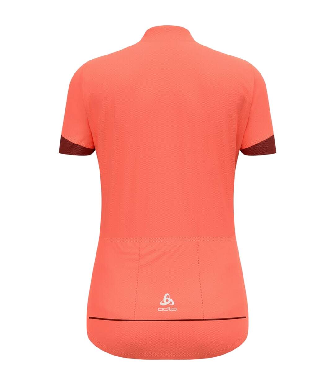 Womens/ladies Colour Block Regular Cycling Jersey Coral Odlo-3