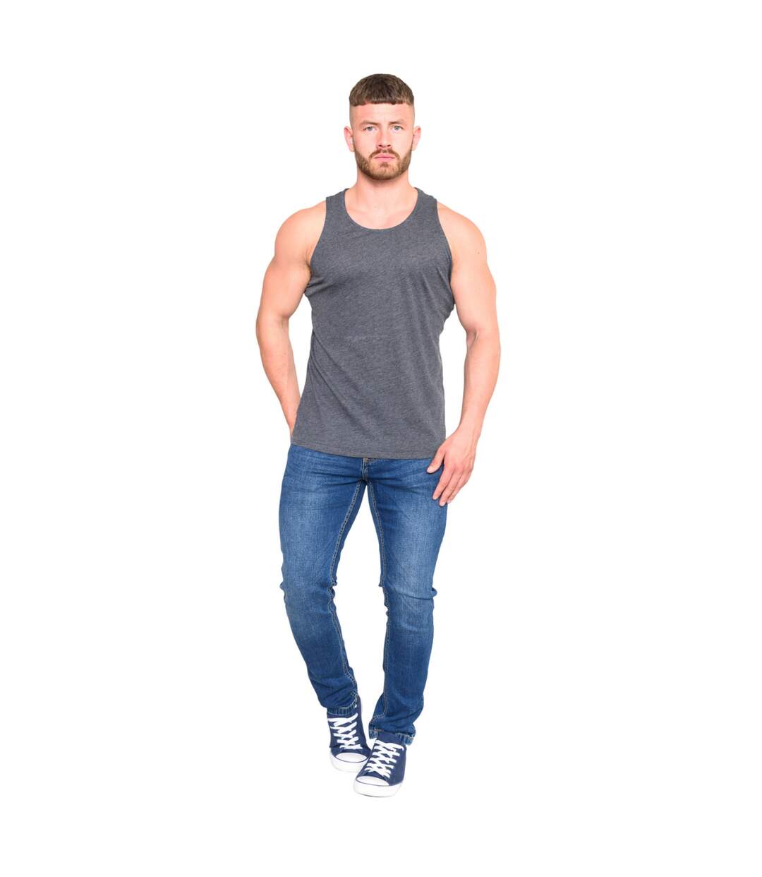 Duke Mens Fabio-2 Muscle Vest (Charcoal) - UTDC168-3
