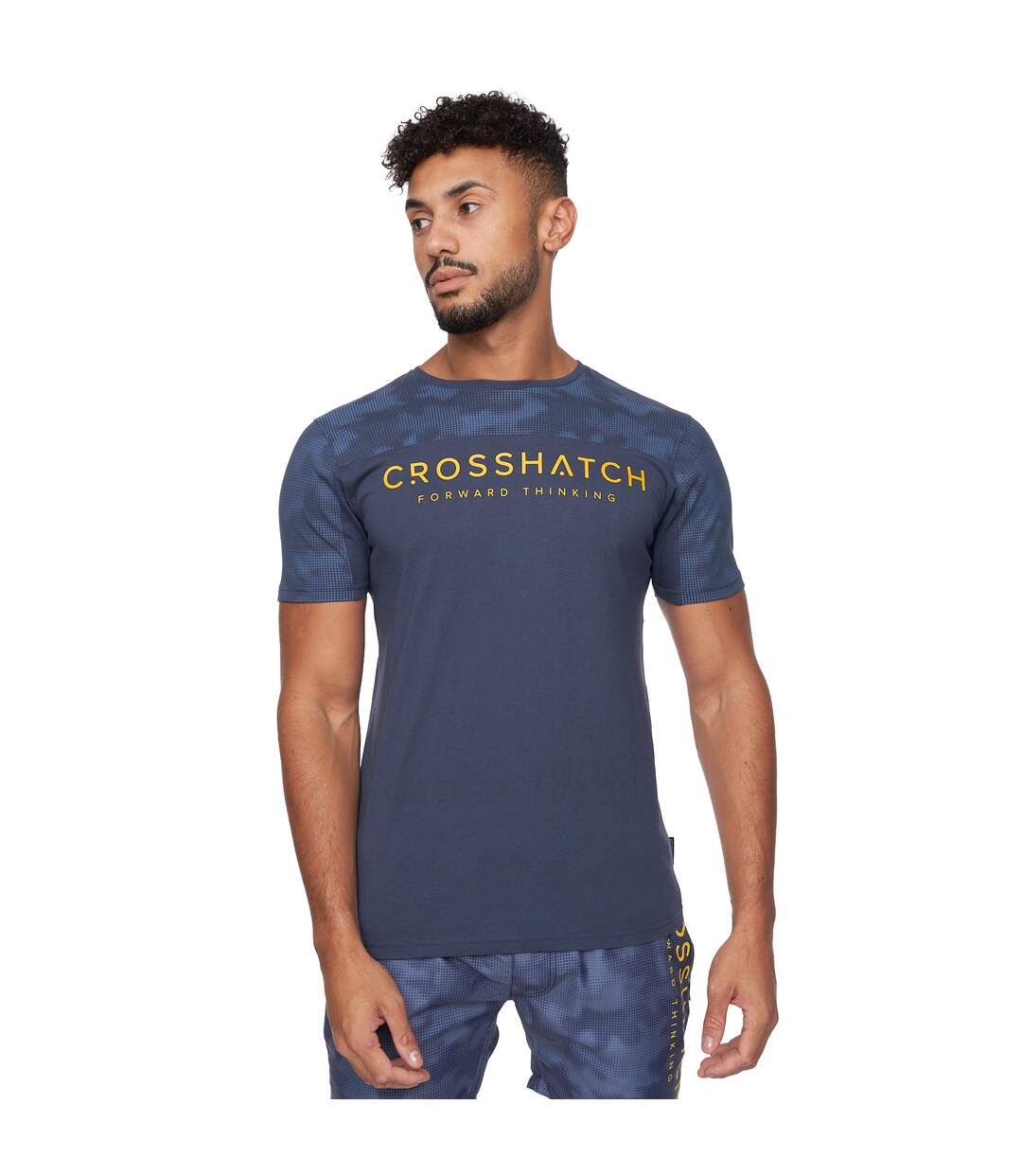 Crosshatch Mens Chemmy Camo T-Shirt (Navy)