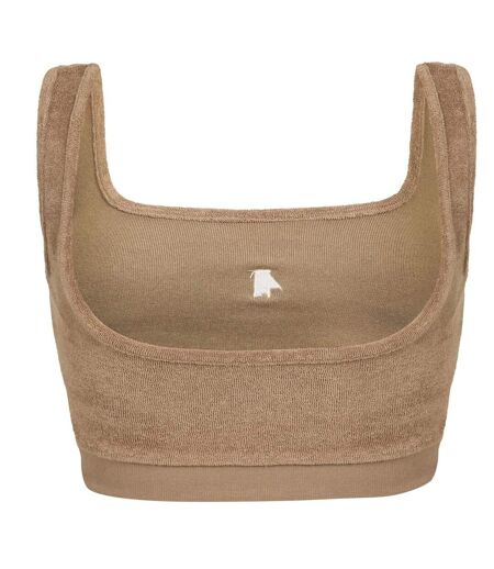Womens/ladies Drift Strappy Plush Crop Top Beige 4th & Reckless