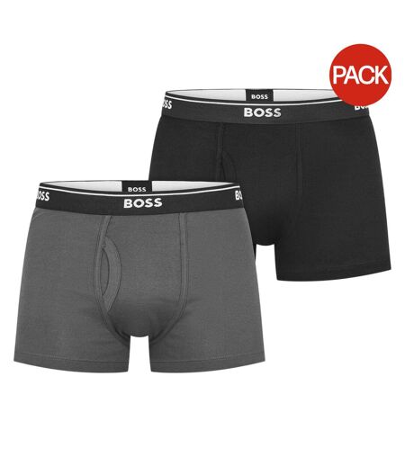 Pack Of 2  Mens Logo Boxer Shorts  Black Grey Boss