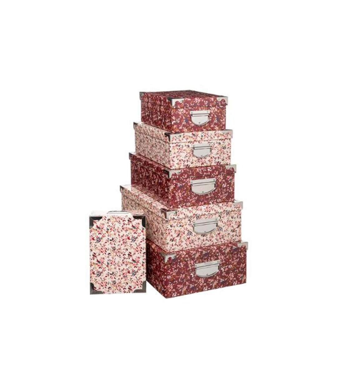Lot de 6 Boîtes de Rangement Délicatesse 48cm Rose-1