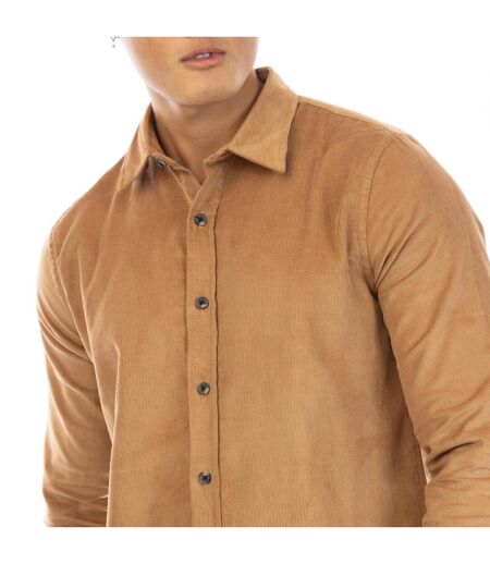Mens Bicknell Corduroy Long-sleeved Shirt Sand Brown Peter Werth