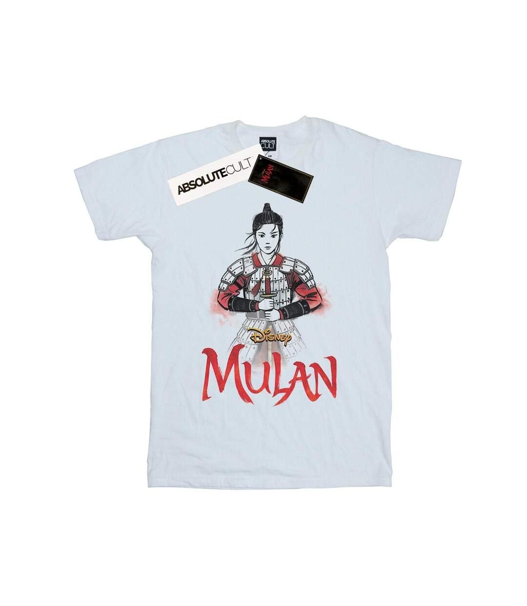Disney Womens/Ladies Mulan Movie Sword Pose Cotton Boyfriend T-Shirt (Blanc) - UTBI35569-1
