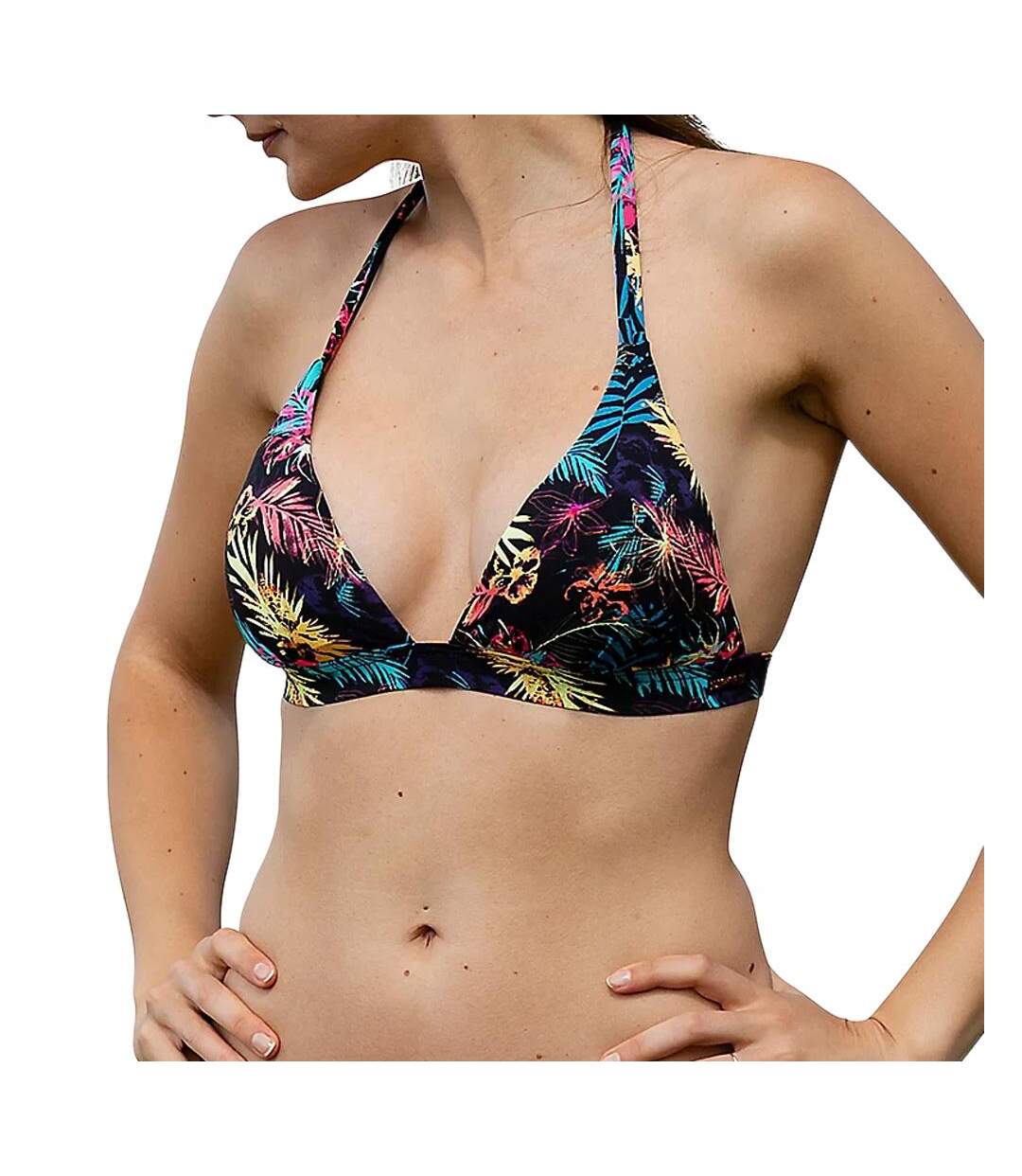 Haut de bikini noir/fleurs femme happy & co brezilienne-1