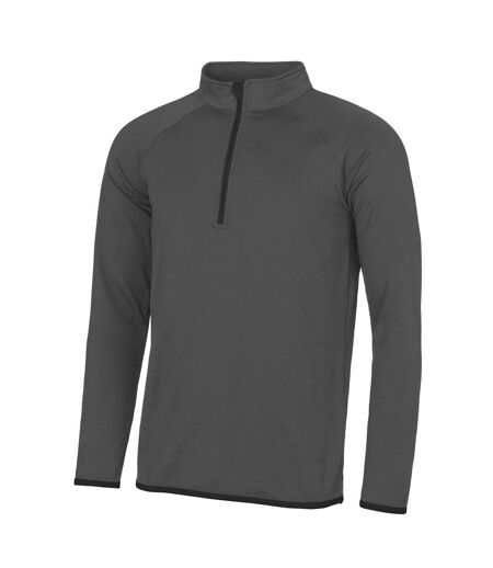 AWDis Just Cool Mens Half Zip Sweatshirt (Charcoal/ Jet Black) - UTRW4815