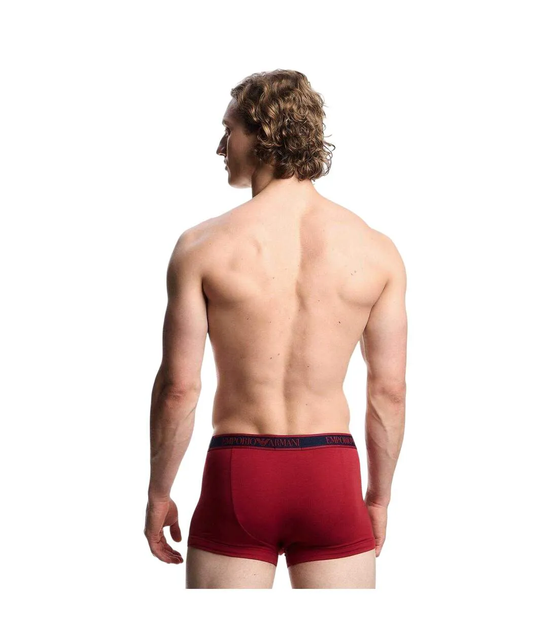 Lot De 3  Boxers Motif/style Logo Core Homme Rouge Bleu Marine Blanc Emporio Armani-4