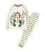 Ensemble De Pyjama Long Manches Longues Motif/style Rayé Homme Blanc Vert Elf-2