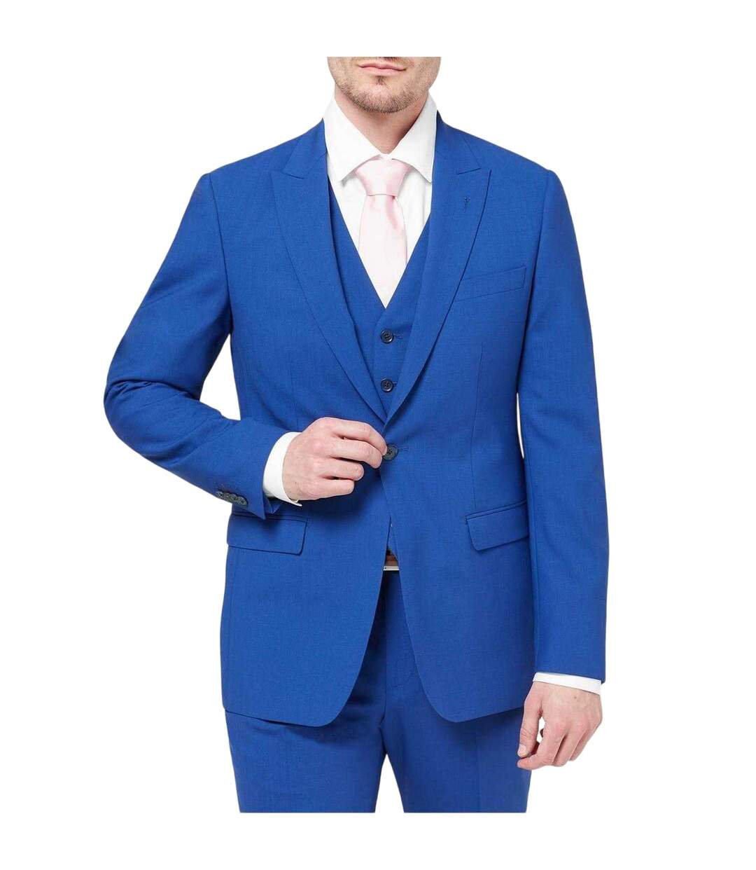 Mens Wool Blend Slim Waistcoat Bright Blue Without Prejudice-4