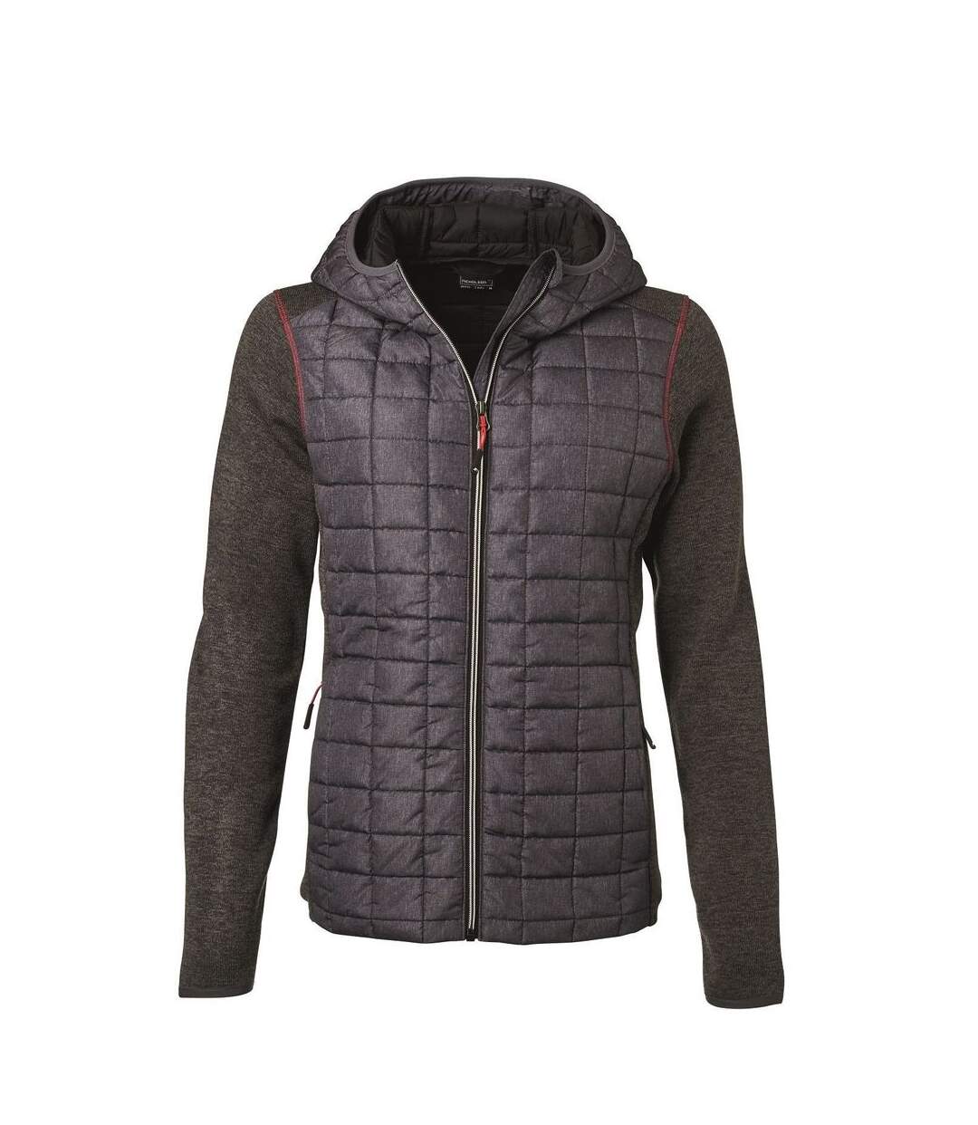 Veste tricot hybride matelassée - femme - JN771 - gris foncé mélange