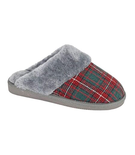Sleepers Womens/Ladies Leyla Checked Slippers (Red) - UTDF2151