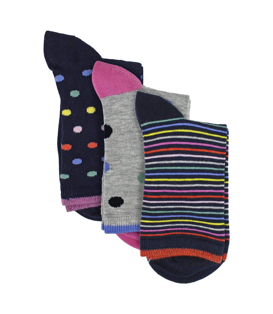 Sock Snob - 3 Paires de Chaussettes Femme à Pois et Rayures en Coton Douces-3