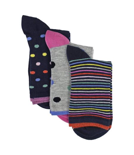 Sock Snob - 3 Paires de Chaussettes Femme à Pois et Rayures en Coton Douces