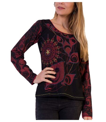 Top en coton JOURDAN ethnique rouge Coton Du Monde