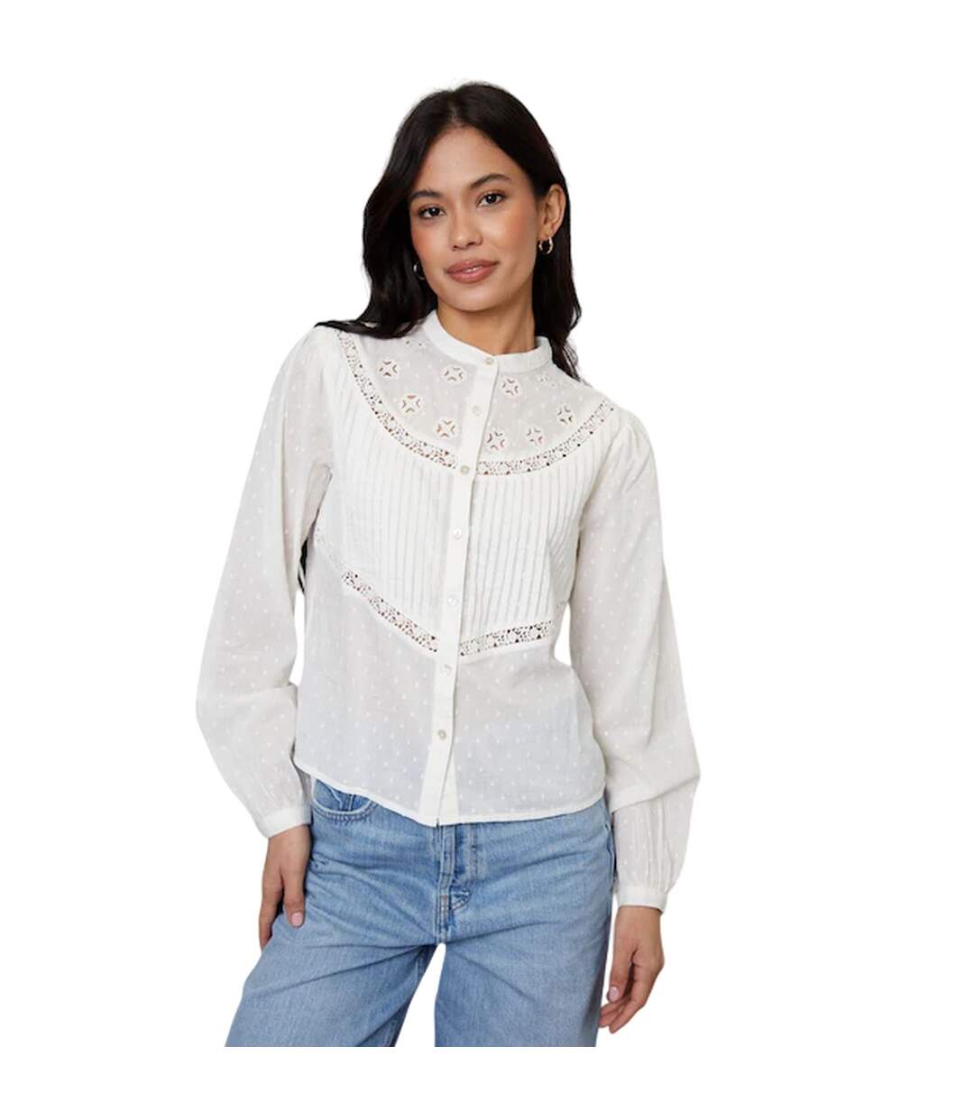 Blouse Manches Bishop Rani Femme Crème Threadbare-1