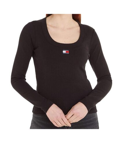 T-shirt Manches longues Noir Femme Tommy Hilfiger Badge - L