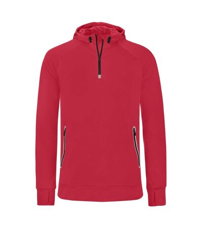 Proact Mens Hooded Zip Neck Sweatshirt (Red) - UTPC2675