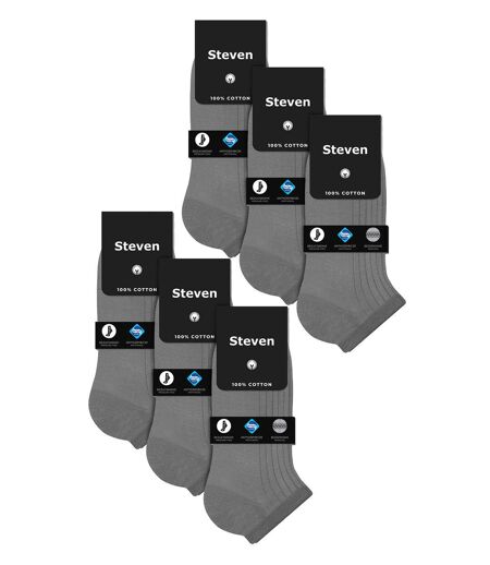 Steven - 6 Pairs Mens Trainer 100% Cotton Socks