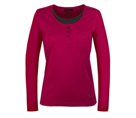 Mayflower NESTOR4 : Tee-shirt manches longues violet et gris avec col style boutonné