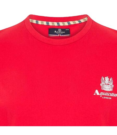 T-shirt Motif/style Logo Sur Poitrine London Homme Rouge Blanc Aquascutum
