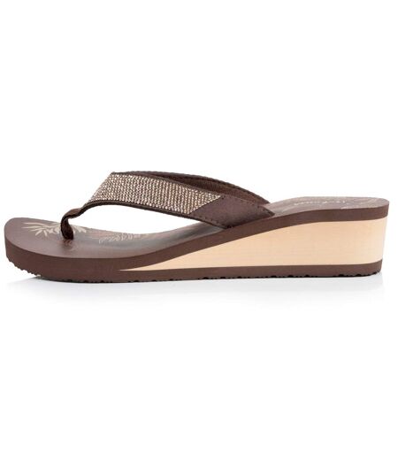 Isotoner Tongs femme talon 4 cm, semelle confortable et légère, sandale de plage, piscine