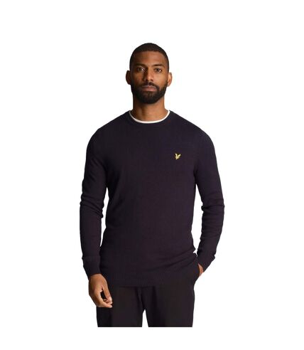 Mens cotton merino crew neck sweater dark navy Lyle & Scott