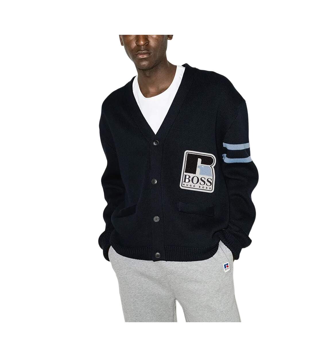 Mens Krussel Cardigan Dark Blue Boss X Russel-3