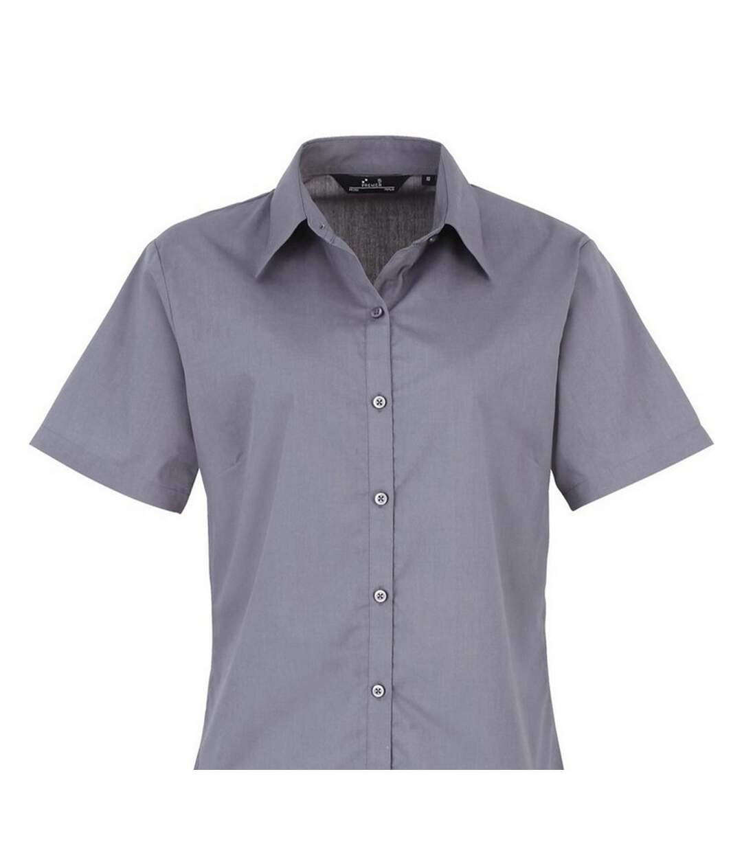 Short Sleeve Poplin Blouse / Plain Work Shirt Steel Premier-2