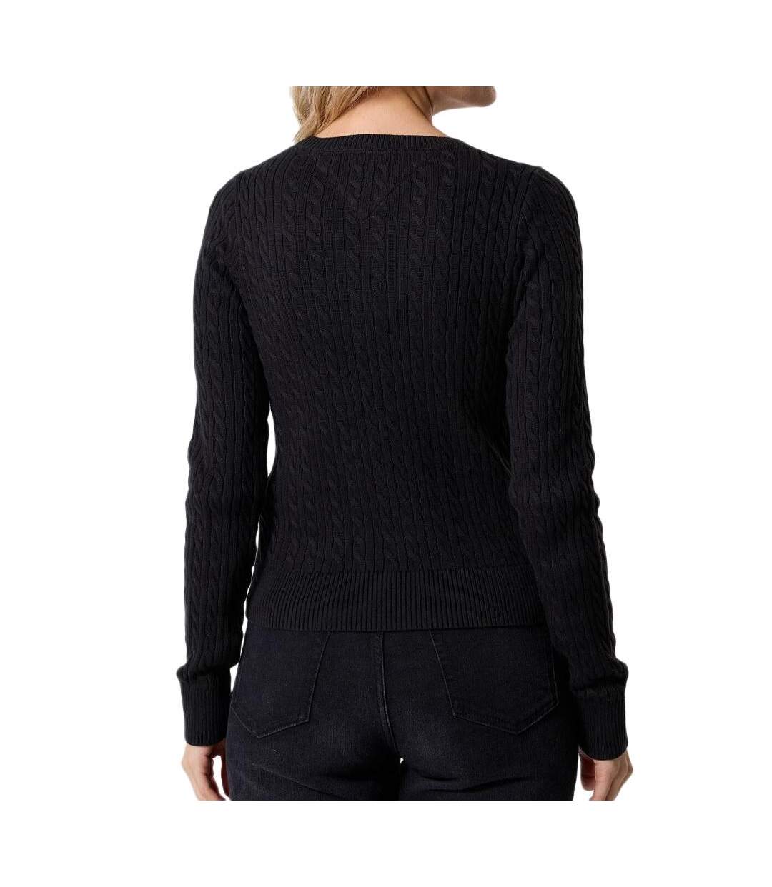 Pull noir femme tommy hilfiger tjw cable essential-2