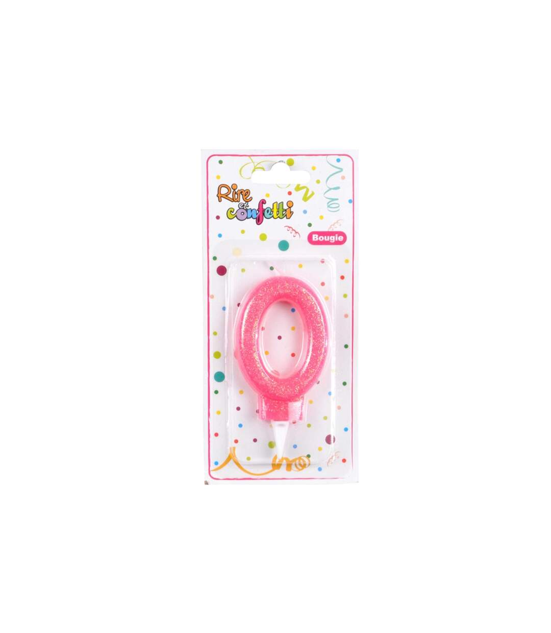 Bougie d'Anniversaire Paillette Chiffre 0 7cm Rose