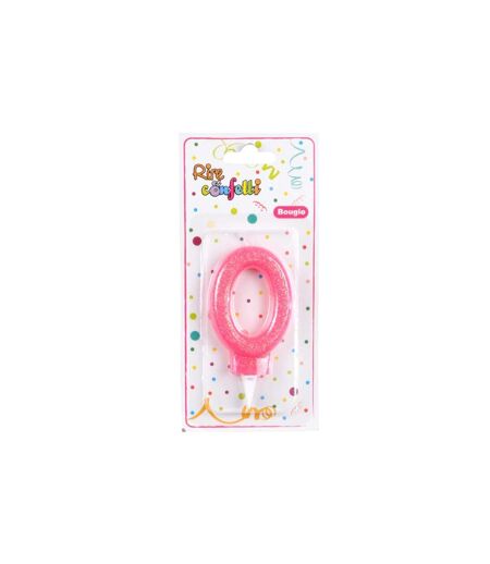 Bougie d'Anniversaire Paillette Chiffre 0 7cm Rose