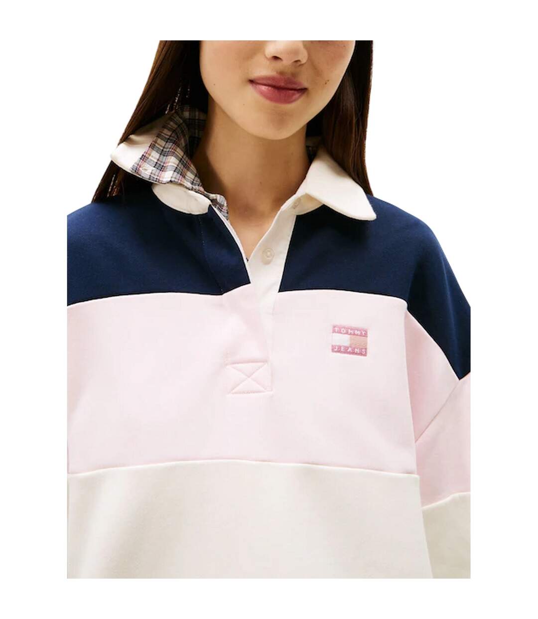 Haut De Rugby Motif/style Badge Femme Rose Clair Blanc Noir Tommy Jeans-3