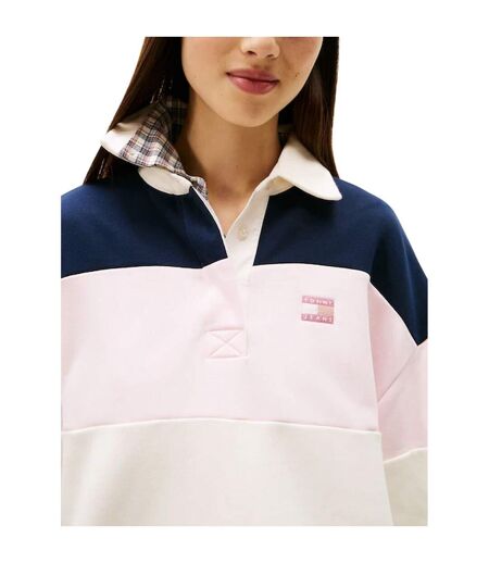 Haut De Rugby Motif/style Badge Femme Rose Clair Blanc Noir Tommy Jeans