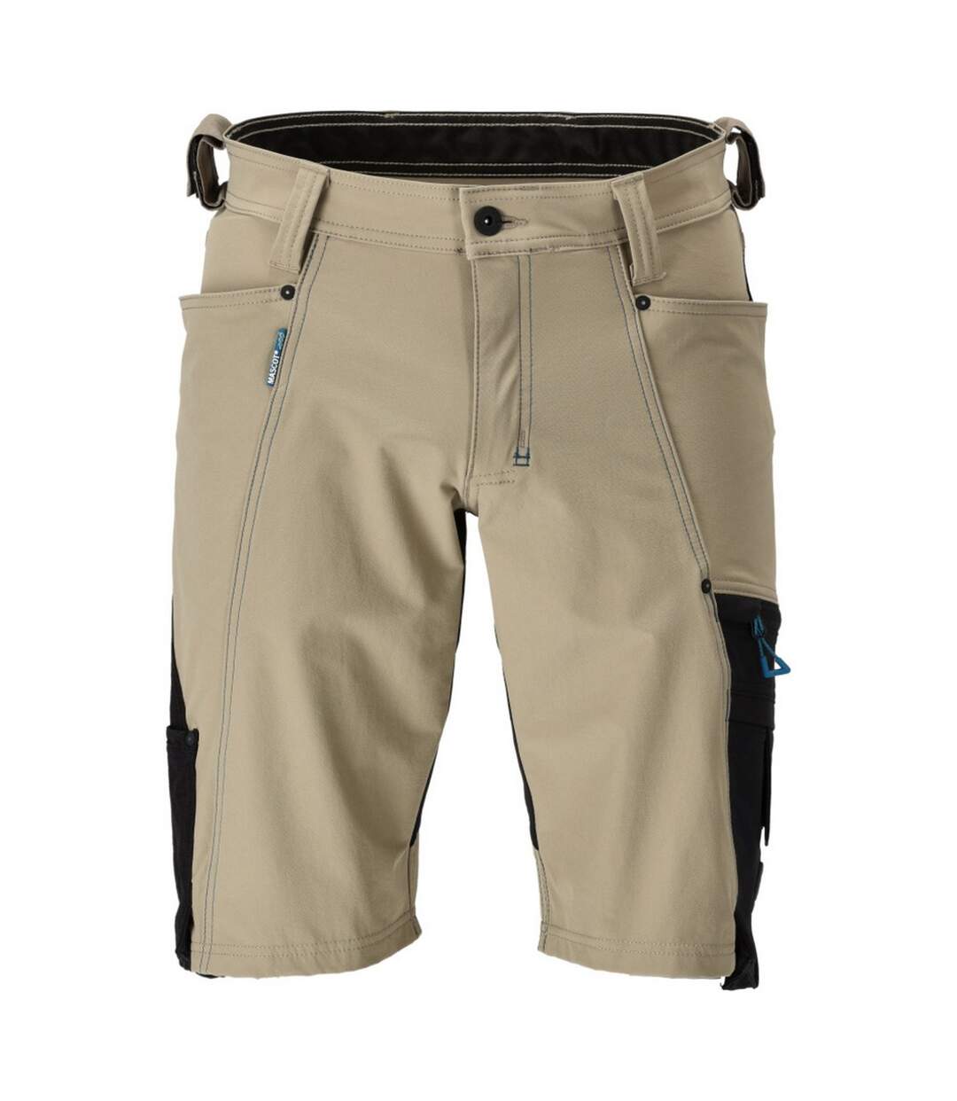 Mens Advanced Work Shorts Light Khaki Black Mascot-1