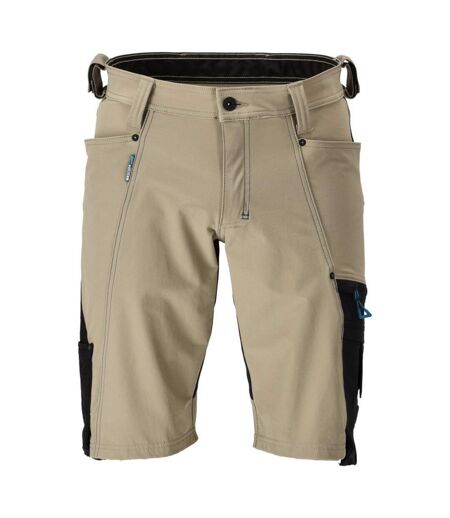 Mens Advanced Work Shorts Light Khaki Black Mascot