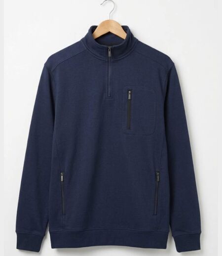 CHALLENGER PRESTON3 — Sweat col camionneur bleu marine : le confort résistant au quotidien