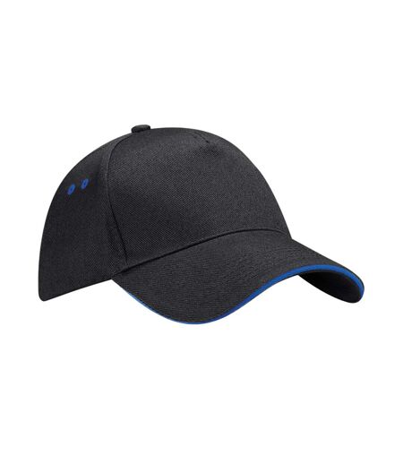 5 panel sandwich peak baseball cap black/bright royal blue Beechfield