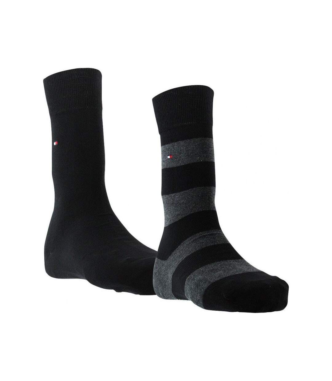 TOMMY HILFIGER Lot de 2 paires de Chaussettes Homme Coton RUGBY Noir-1