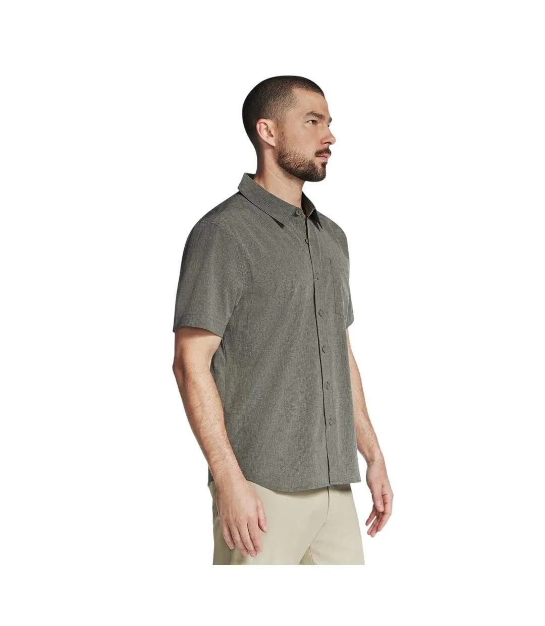 Mens Go Walk Air Short-sleeved Shirt Olive Grey Skechers-1