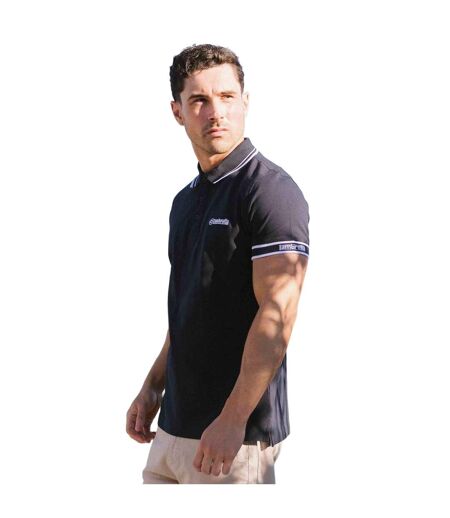 Mens Ss25 Branded Sleeve Polo Shirt Navy Lambretta