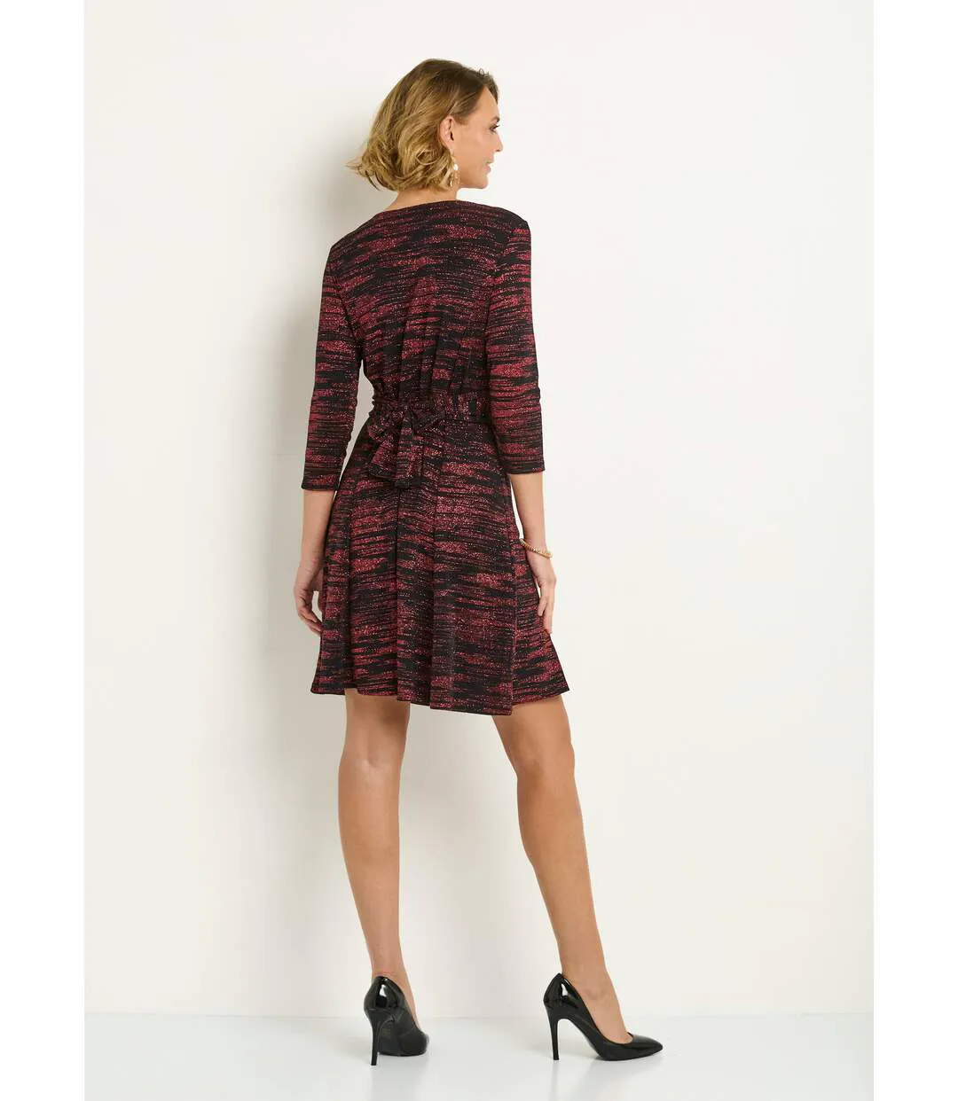 Robe décolleté V drapé maille métallisée-2
