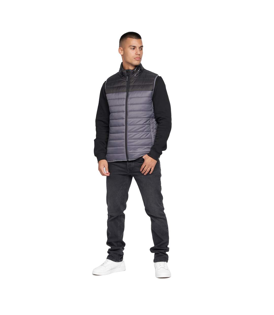 Mens Presnell High-neck Gilet Charcoal Crosshatch-1