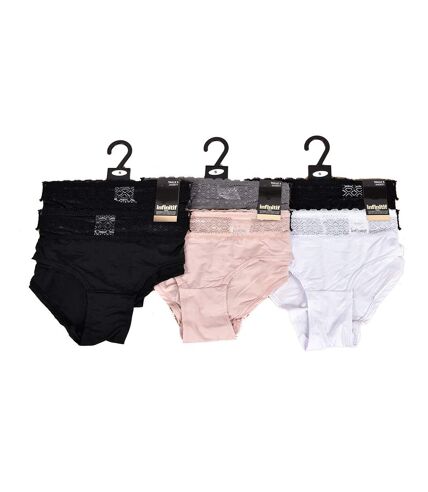 Culottes Femme INFINITIF Confort Qualité supérieure -Boxer, Shorty, String Culottes ceinture dentelle Pack de 2 Noir Blanc en Microfibre