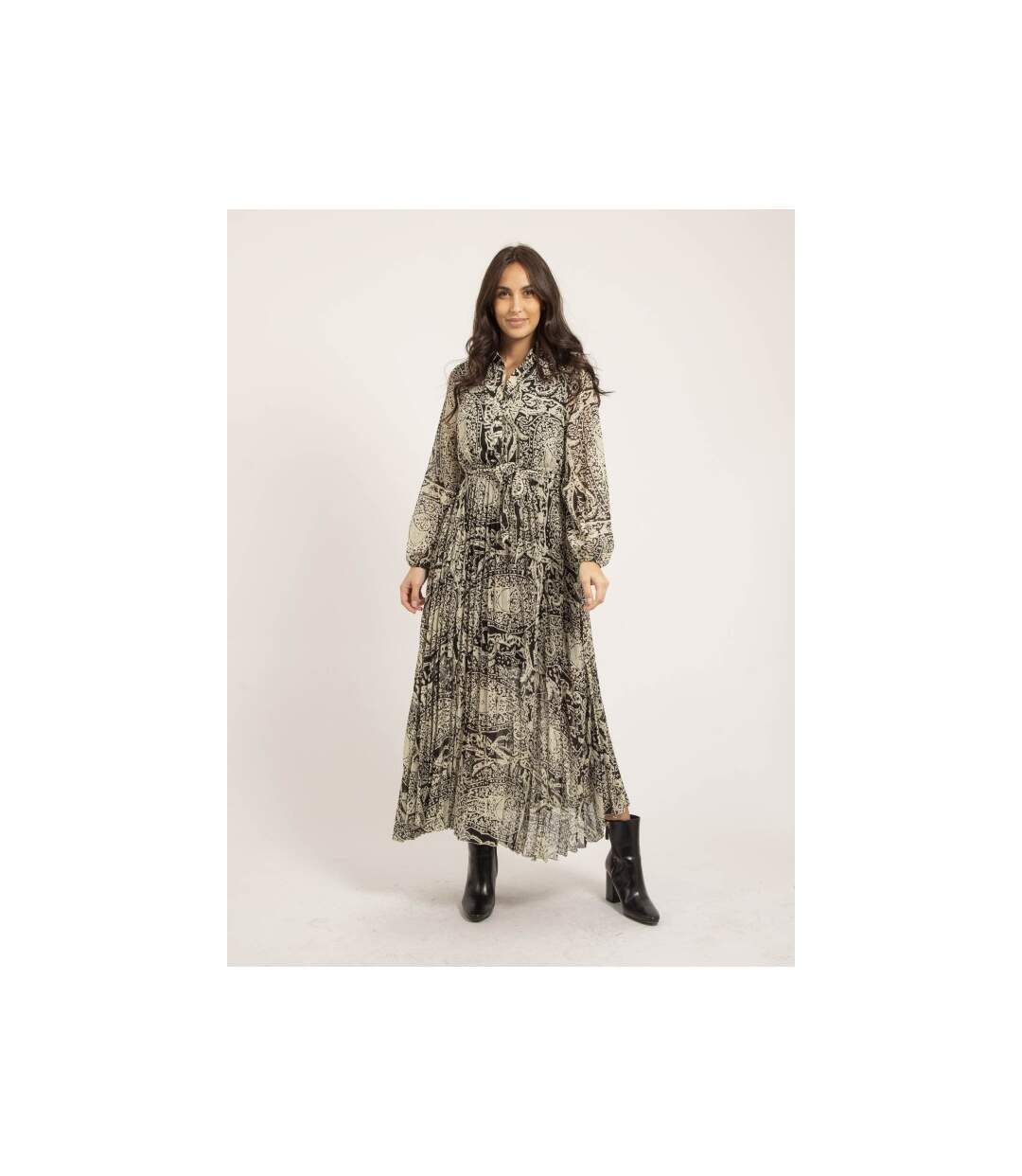 Robe longue plissée motifs INASSIA - Dona X Lisa-4