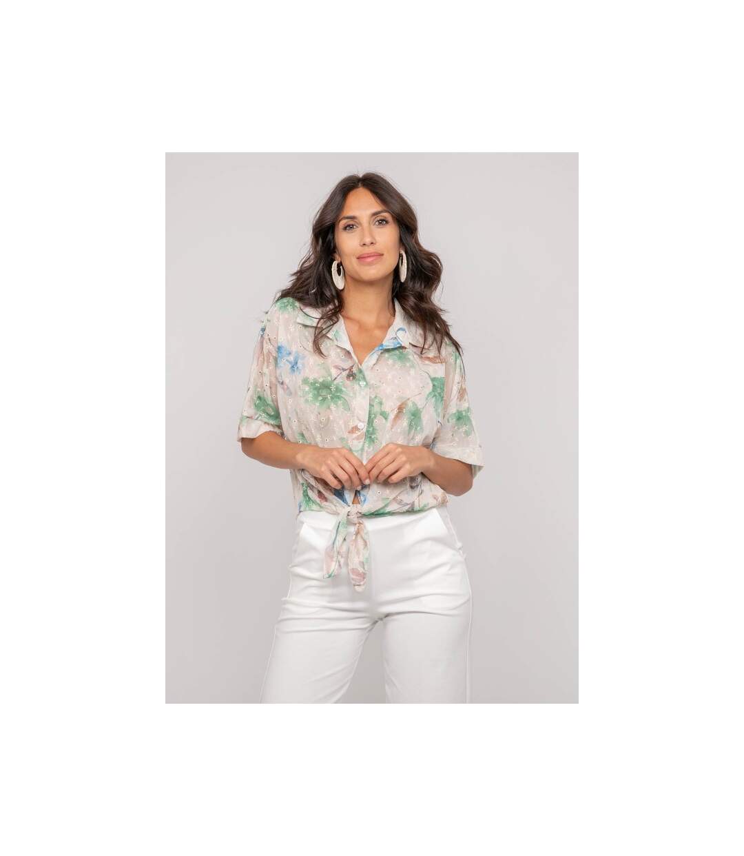 Chemise motif avec broderie OWANIE - Dona X Lisa-1