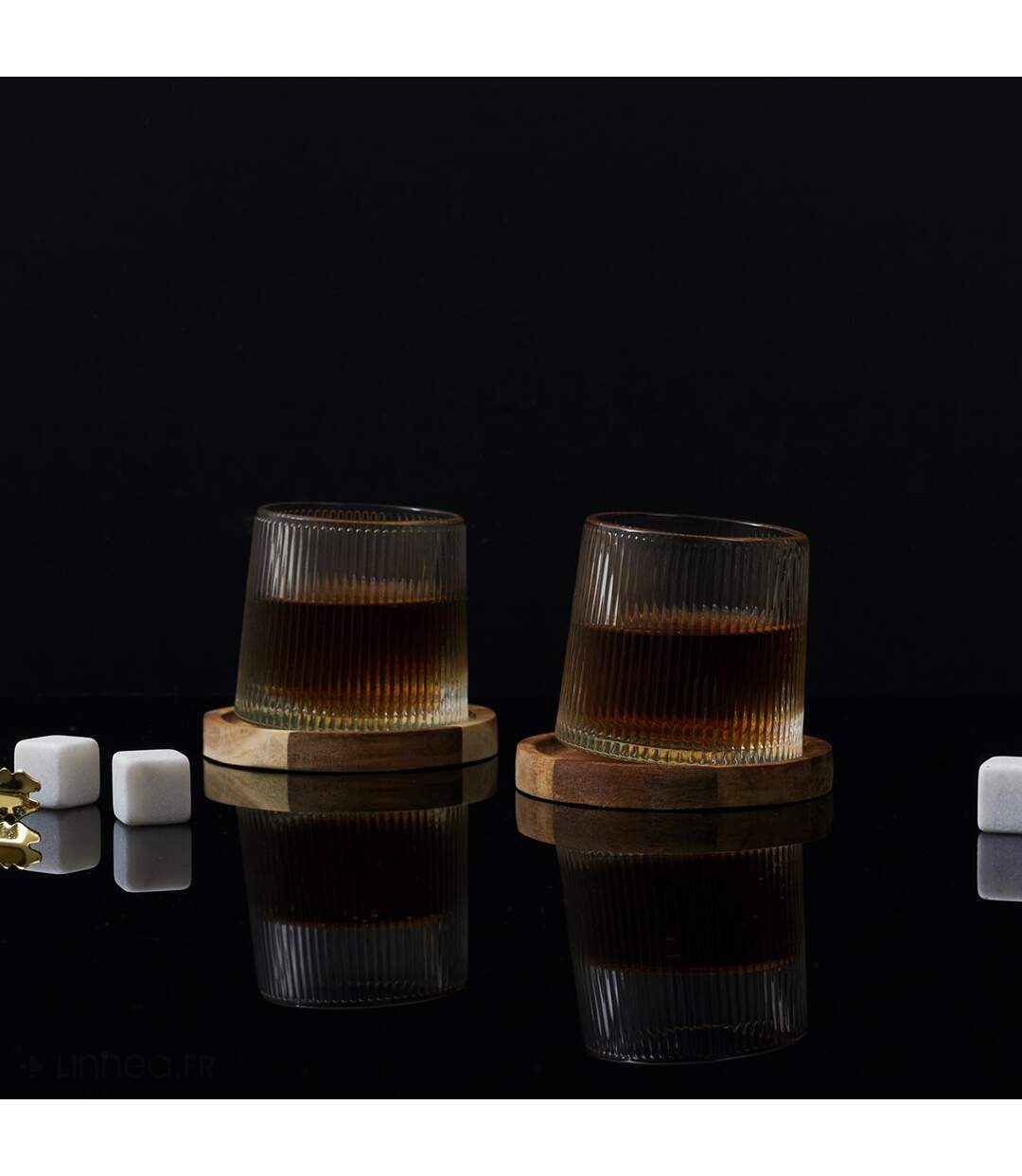 Lot de 2 verres à whisky et leur support CASK-3