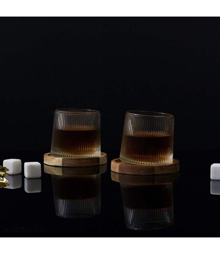 Lot de 2 verres à whisky et leur support CASK